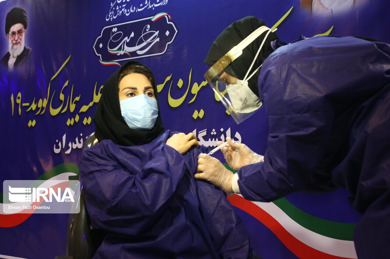 Health workers receiving COVID-19 vaccine at different Iranian provinces