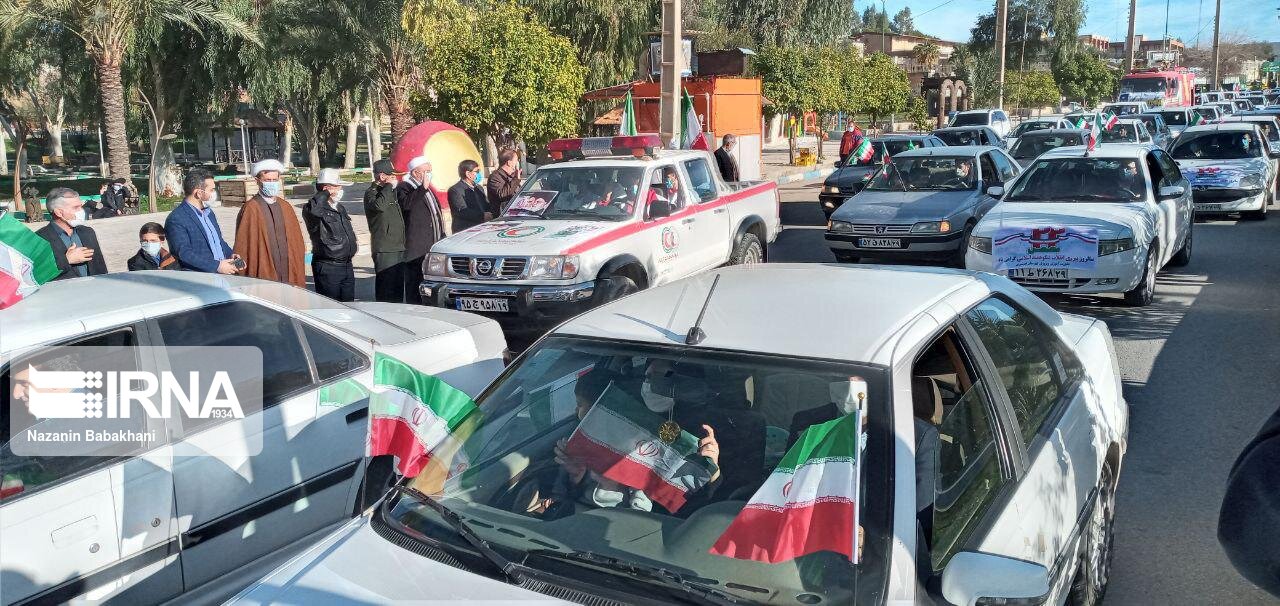 راهیپمایی ۲۲ بهمن به صورت کاروان خودرویی در قصرشیرین برگزار شد