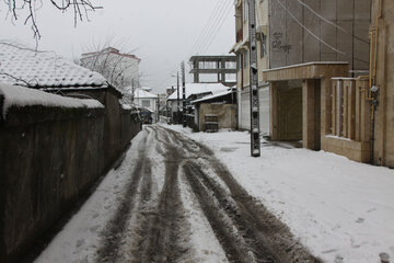 بارش برف و شادی مردم آستارا‎