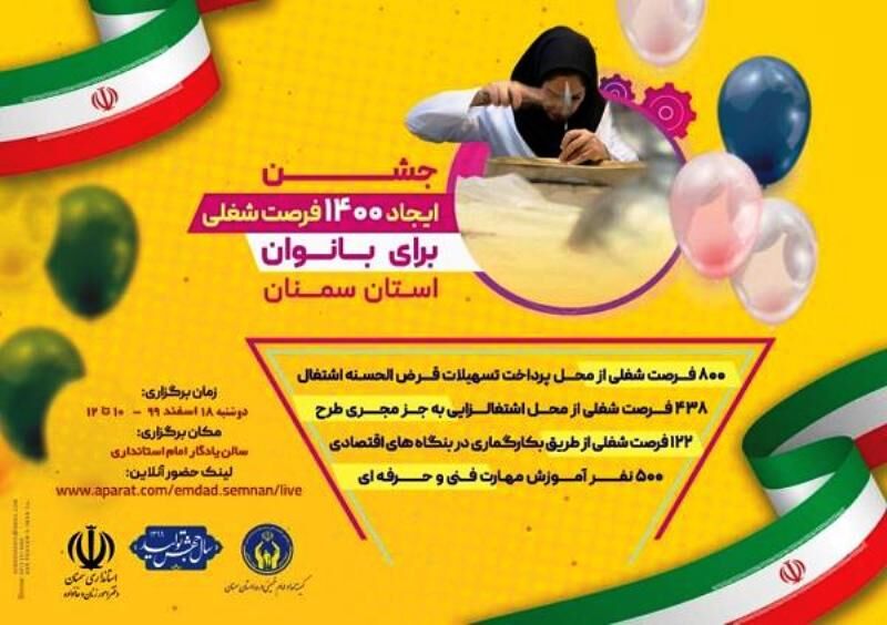 کمیته امداد سمنان ۱۴۰۰ فرصت شغلی برای بانوان ایجاد کرد