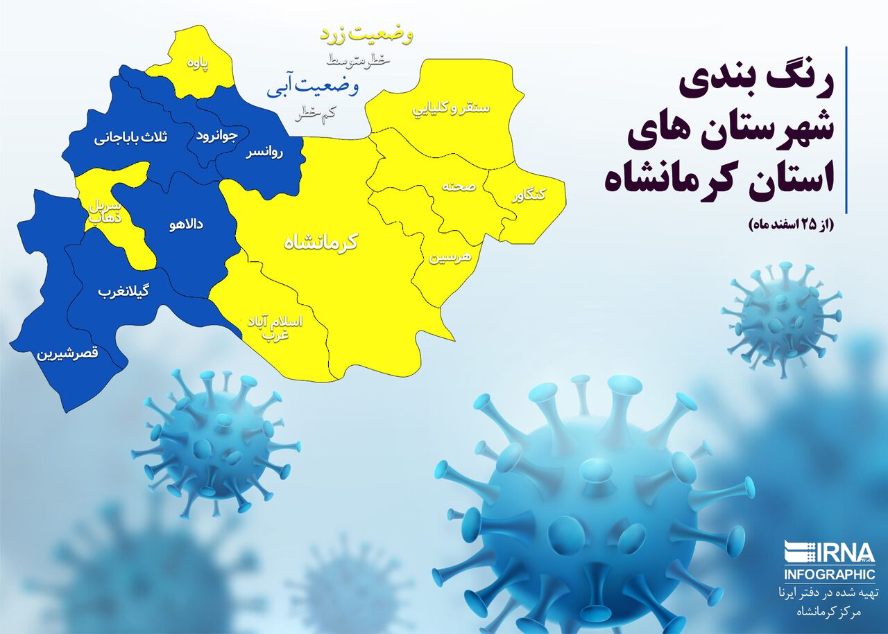 تعدادی شهرستان‌های زرد کرمانشاه افزایش یافت