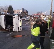 ۱۸ نفر بر اثر واژگونی مینی‌بوس در ارومیه مصدوم شدند