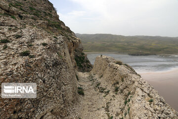 Kazem Dashi; huge rocky structure in middle of Iran's Urmia Lake