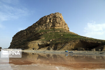 Kazem Dashi; huge rocky structure in middle of Iran's Urmia Lake