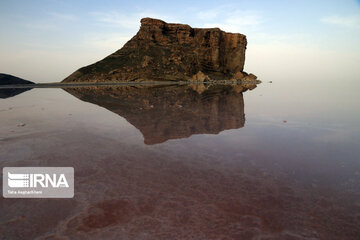 Kazem Dashi; huge rocky structure in middle of Iran's Urmia Lake