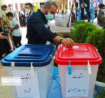 Presidential Election voting process in Iran's Kerman Martyrs Cemetery