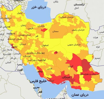 چهار شهرستان فارس در وضعیت قرمز کرونایی قرار دارند