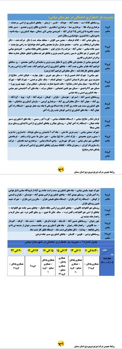 برنامه احتمالی خاموشی برق چهارشنبه نهم تیر استان سمنان اعلام شد 