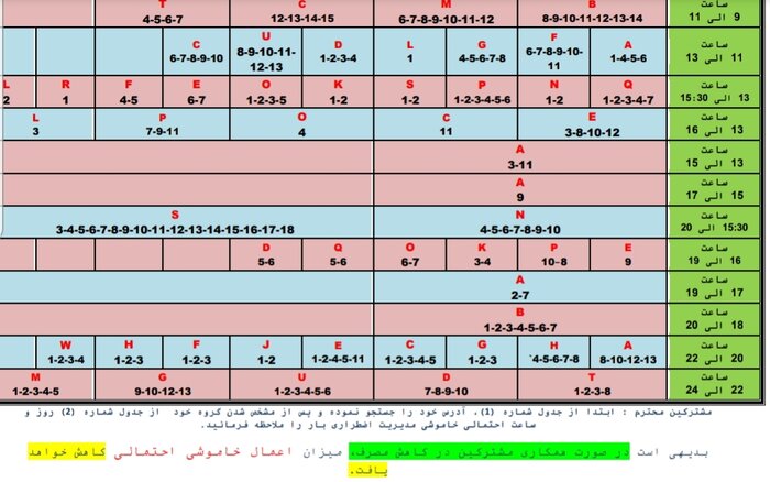 جدول خاموشی‌های اضطراری در قم/ ۲۰ تیرماه