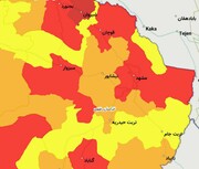 وضعیت شیوع کرونا در پنج شهرستان دیگر خراسان رضوی قرمز شد