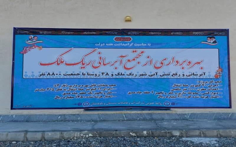 مجتمع آبرسانی ۴۸ روستایی ریگ‌ملک میرجاوه به بهره‌برداری رسید