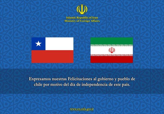 Irán felicita el Día de la Independencia de Chile