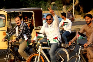 گزارش تصویری همایش دوچرخه سواری درحمایت ازمردم فلسطین در کراچی پاکستان