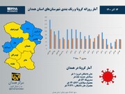 اینفوگرافیک/ آمار روزانه کرونا و رنگ‌بندی شهرستان‌های استان همدان