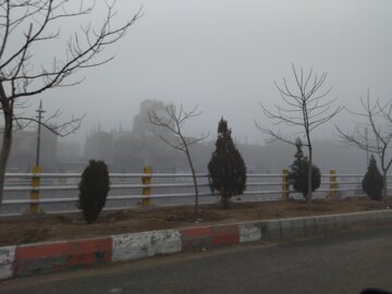 مه غلیظ با ۹۷درصد رطوبت در بوکان