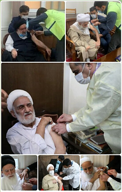 دُز سوم واکسن کرونا به تعدادی از علمای حوزه قم تزریق شد