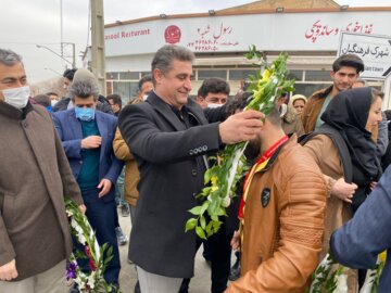 مراسم استقبال از قهرمانان بسکتبال با ویلچر بوکان