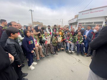 مراسم استقبال از قهرمانان بسکتبال با ویلچر بوکان