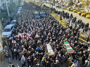 پیکر ۲ شهید گمنام دفاع مقدس در نکا خاکسپاری شد