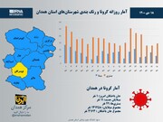 اینفوگرافیک/ آمار روزانه کرونا و رنگ‌بندی شهرستان‌های استان همدان