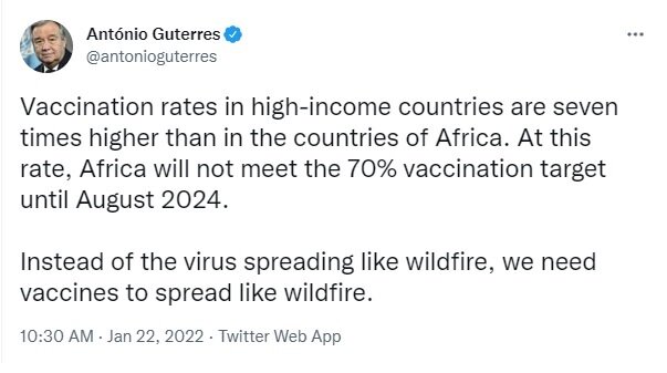 اعتراض گوترش به نابرابری توزیع واکسن کرونا؛ کشورها غنی، عامل تبعیض
