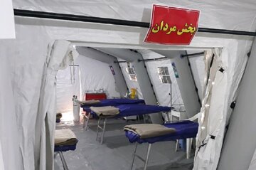 نیروی دریایی ارتش جمهوری اسلامی بیمارستان صحرایی در منطقه زلزله زده هرمزگان احداث کرد
