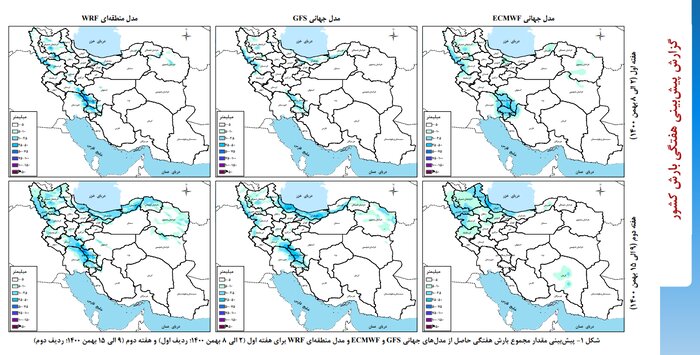 حداکثر بارش هفته آینده ۷۶.۸ میلیمتر است