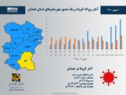 اینفوگرافیک/ آمار روزانه کرونا و رنگ‌بندی شهرستان‌های استان همدان