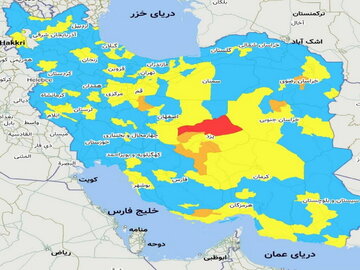 رنگ کرونایی چهار شهر مازندران در کمتر از ۴۸ ساعت زرد شد