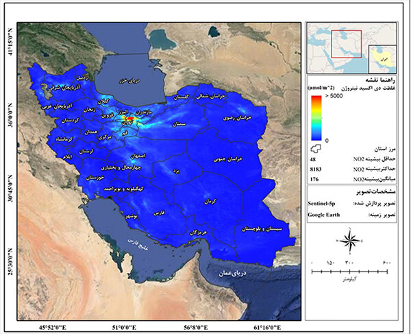 کاهش 8 درصدی غلظت دی اکسید نیتروژن در تهران 