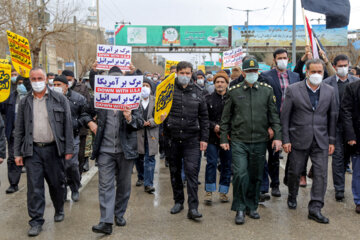 راهپیمایی نمازگزاران بجنوردی در حمایت از مردم یمن