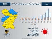 اینفوگرافیک/ آمار روزانه کرونا و رنگ‌بندی شهرستان‌های استان همدان