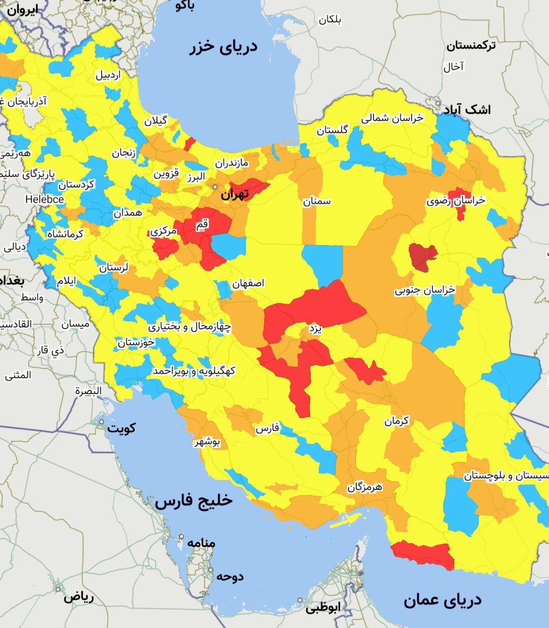 دامغان و گرمسار به رنگ نارنجی کرونایی درآمدند