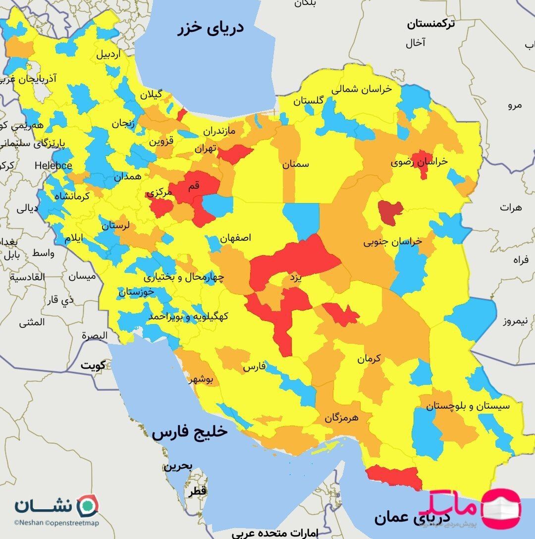 15 شهر کشور قرمز کرونایی شد