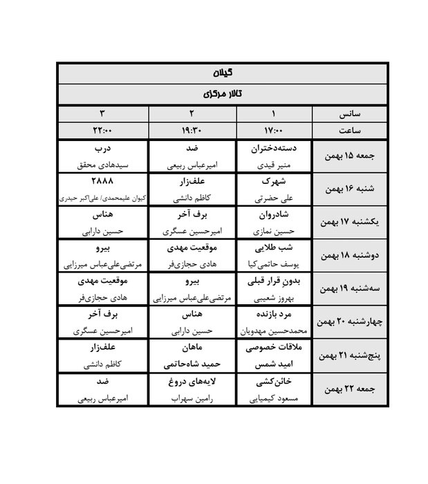 اسامی فیلم های فجر چهلم در گیلان