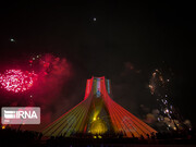 Lighting show at Tehran Azadi Tower to Mark Bahman 22