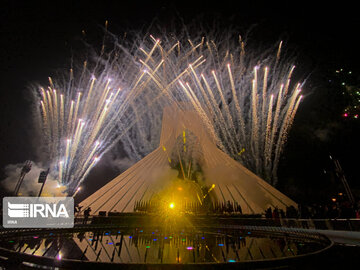 Lighting show at Tehran Azadi Tower to Mark Bahman 22