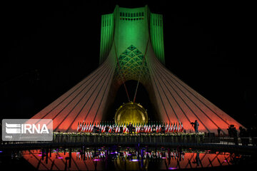 Lighting show at Tehran Azadi Tower to Mark Bahman 22