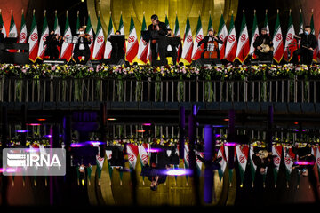 Lighting show at Tehran Azadi Tower to Mark Bahman 22