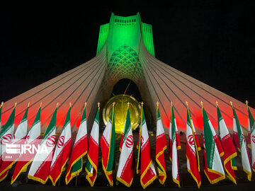 Lighting show at Tehran Azadi Tower to Mark Bahman 22