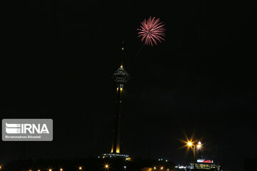 Milad Tower lit with colors to mark Islamic Revolution anniv