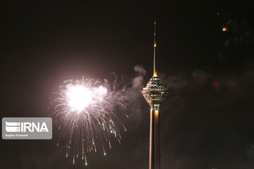 Milad Tower lit with colors to mark Islamic Revolution anniv