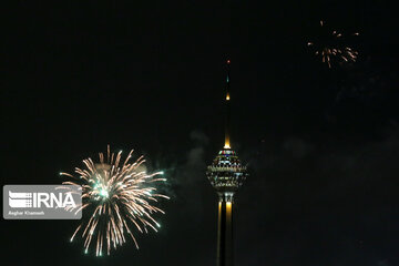 Milad Tower lit with colors to mark Islamic Revolution anniv