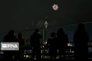 Milad Tower lit with colors to mark Islamic Revolution anniv