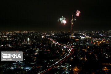 Milad Tower lit with colors to mark Islamic Revolution anniv