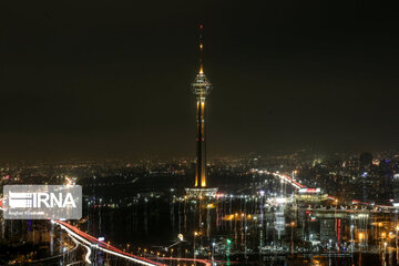 Milad Tower lit with colors to mark Islamic Revolution anniv