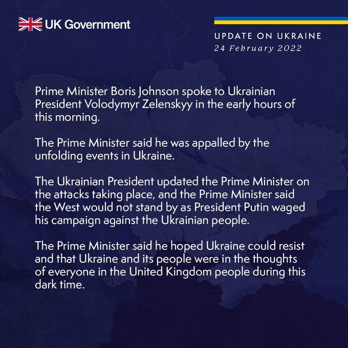 تماس تلفنی نخست وزیر انگلیس با رئیس جمهوری اوکراین