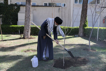 El Ayatolá Jamenei planta dos árboles