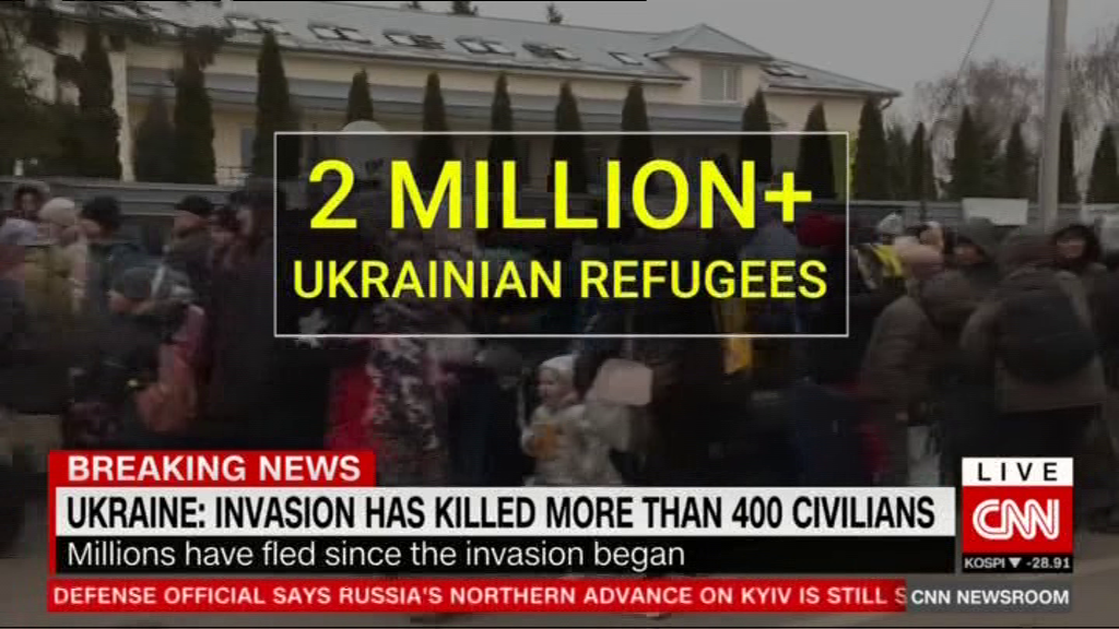 سی ان ان: ۲ میلیون اوکراینی به کشورهای همسایه پناه برده‌اند