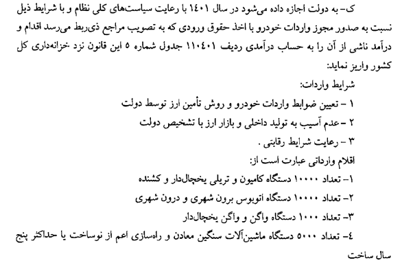 علت حذف مصوبه واردات خودرو از متن نهایی بودجه در مجلس
